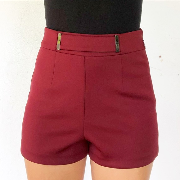 Guess maroon high waist stretch shorts size XS - Picture 1 of 9